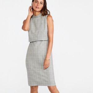 Ann Taylor Overlay Sheath Dress Plaid Neutral Multi. NWT. Size 12